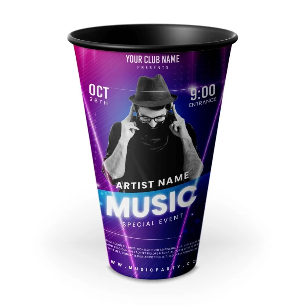 50un Copo Label Preto 550ml Personalizado