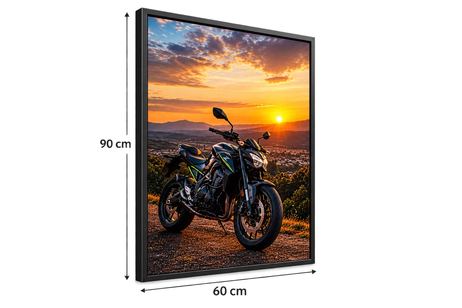 Quadro 60x90cm Alumínio Preto com vidro